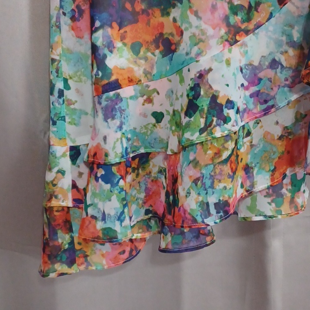 Thalia Soda Sleeveless Floral Dress Faux Wrap V-Neck Tiered Ruffle Hemline - Picture 8 of 16